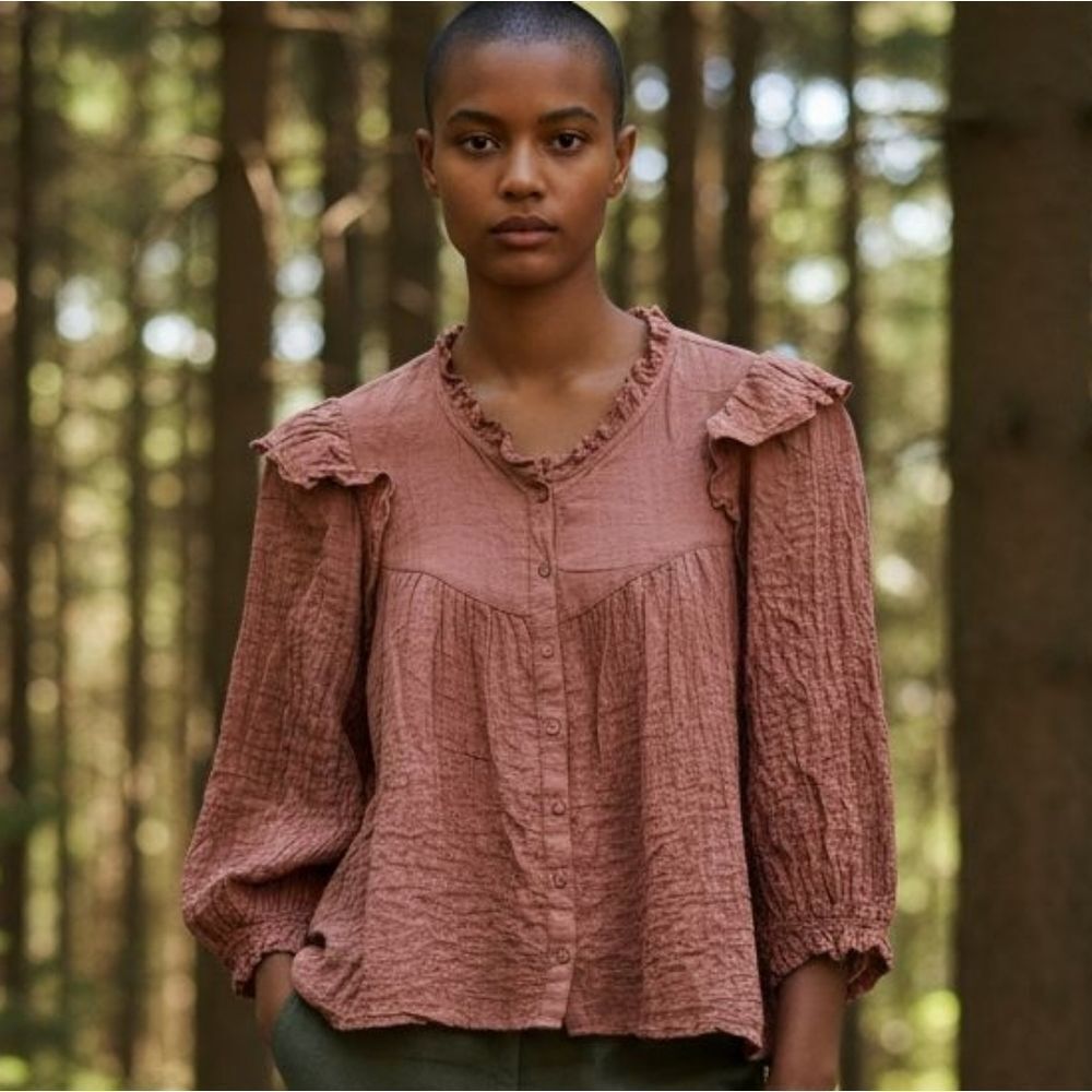 Zara Terracotta Ruffled Blouse - Picture 8 of 8